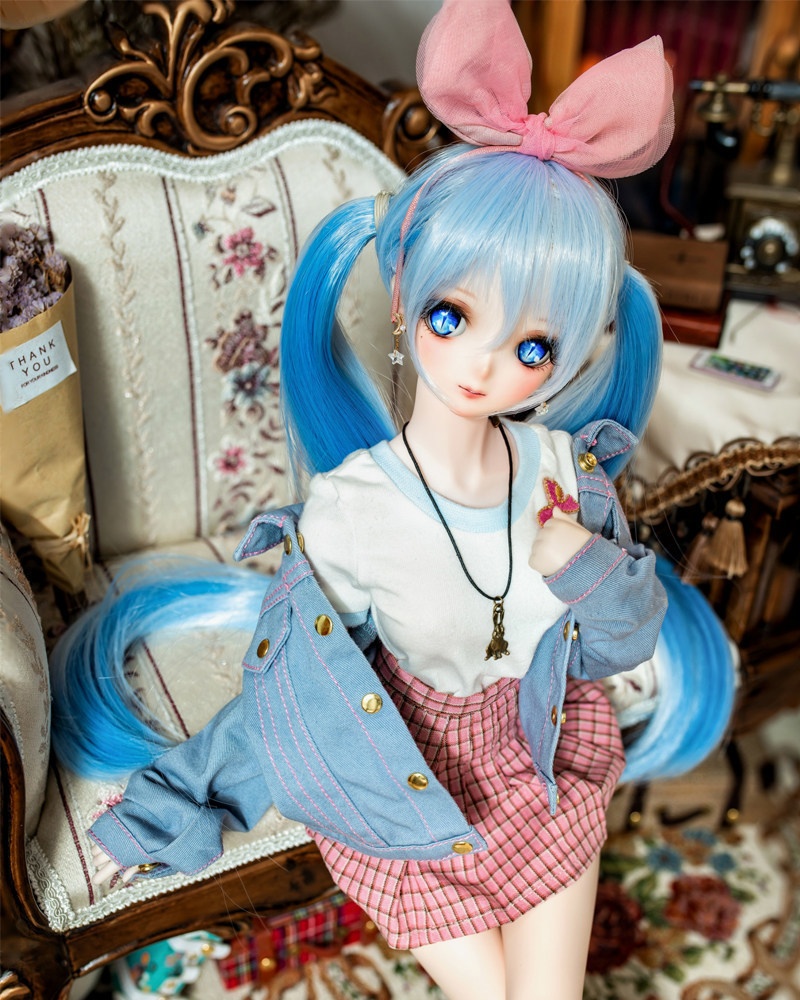 【頭囲22-23cm】　ツインテール　ドール用ウィッグ　耐熱
