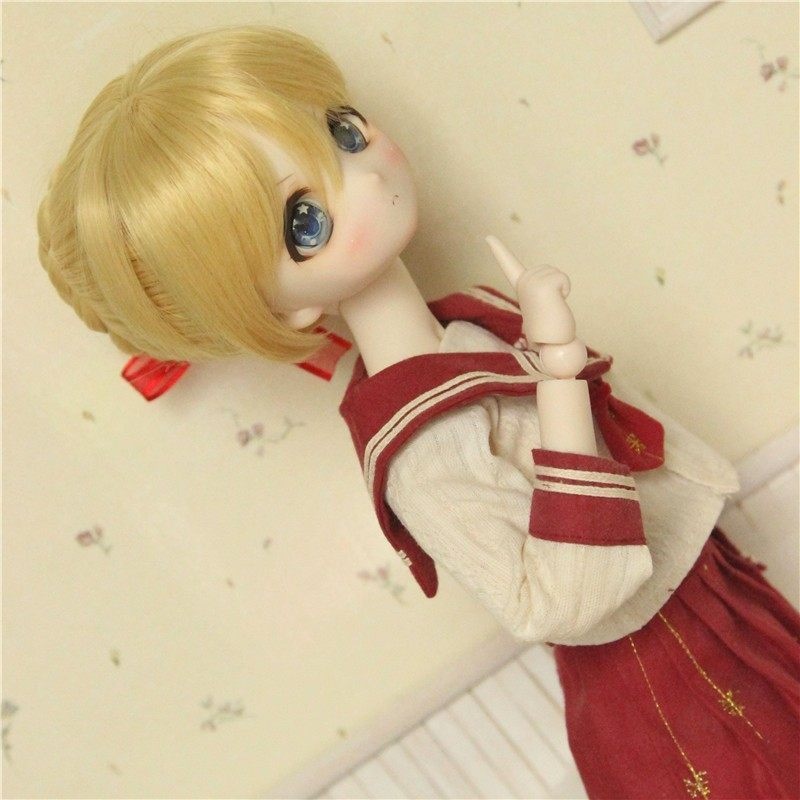 1/3 【頭囲22-22.5cm】 編み込み団子 ドール用ウィッグ 耐熱