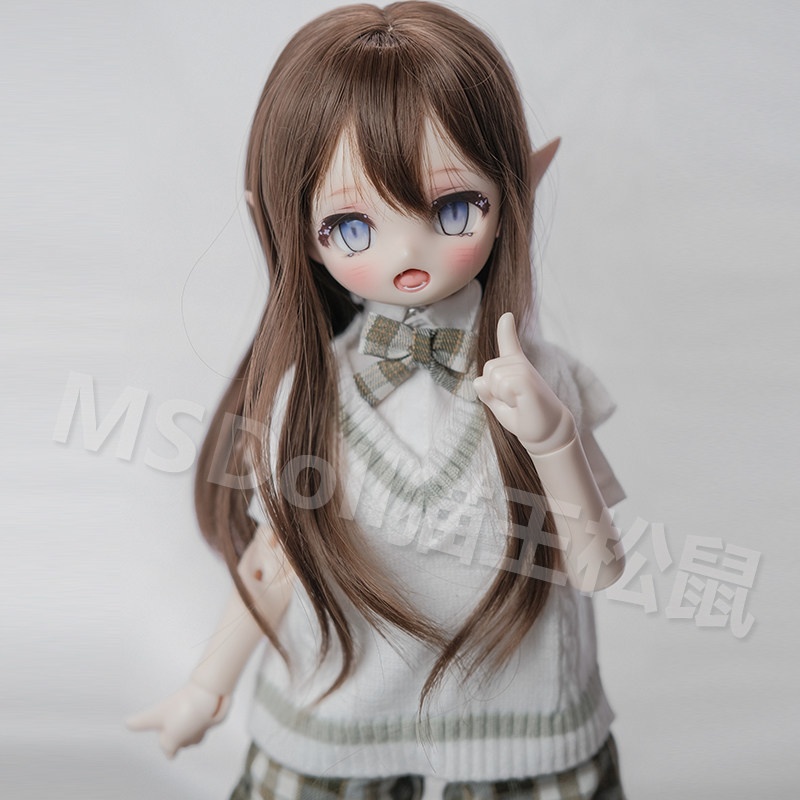 1/3 1/4 薄前髪ロングカール ドール用ウィッグ 耐熱