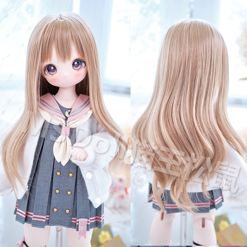 1/3 1/4 薄前髪ロングカール ドール用ウィッグ 耐熱