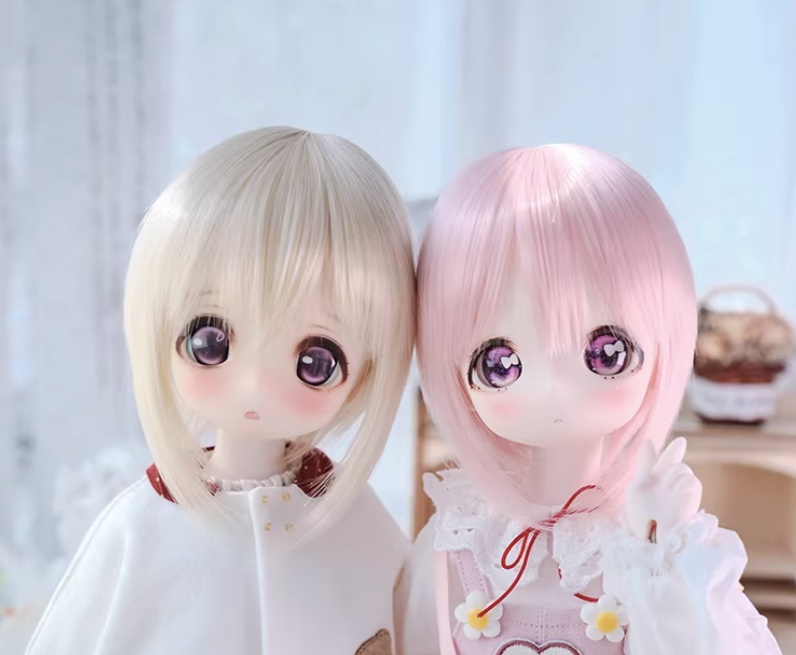 1/3 1/4 ショート ドール用ウィッグ 耐熱