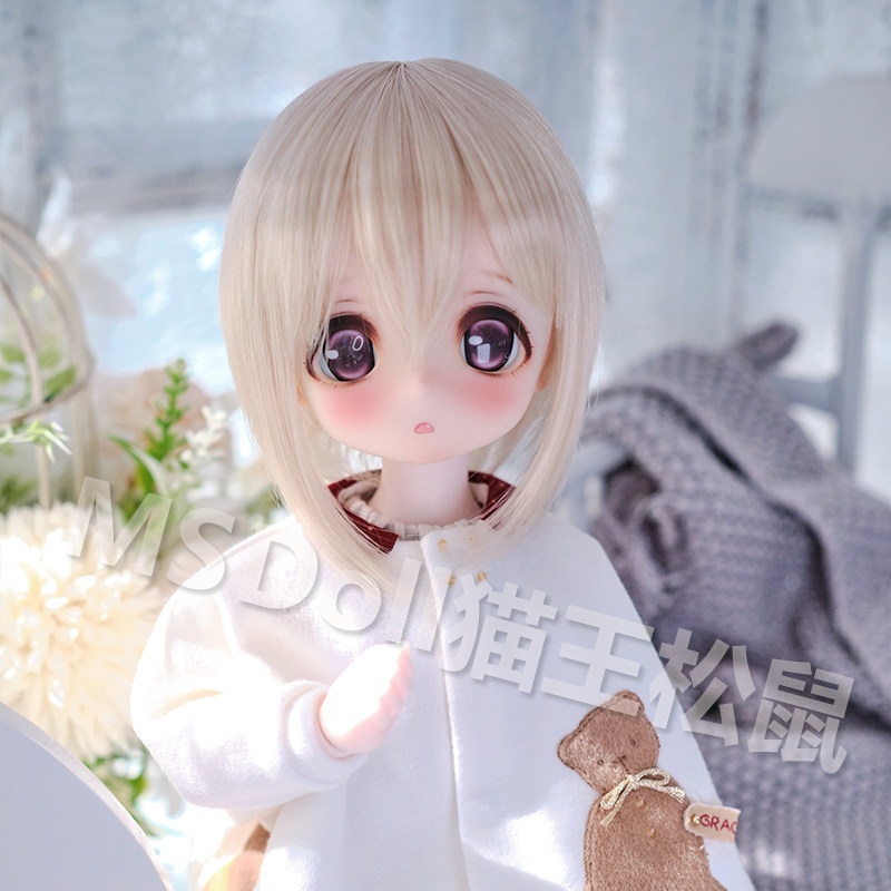 1/3 1/4 ショート ドール用ウィッグ 耐熱