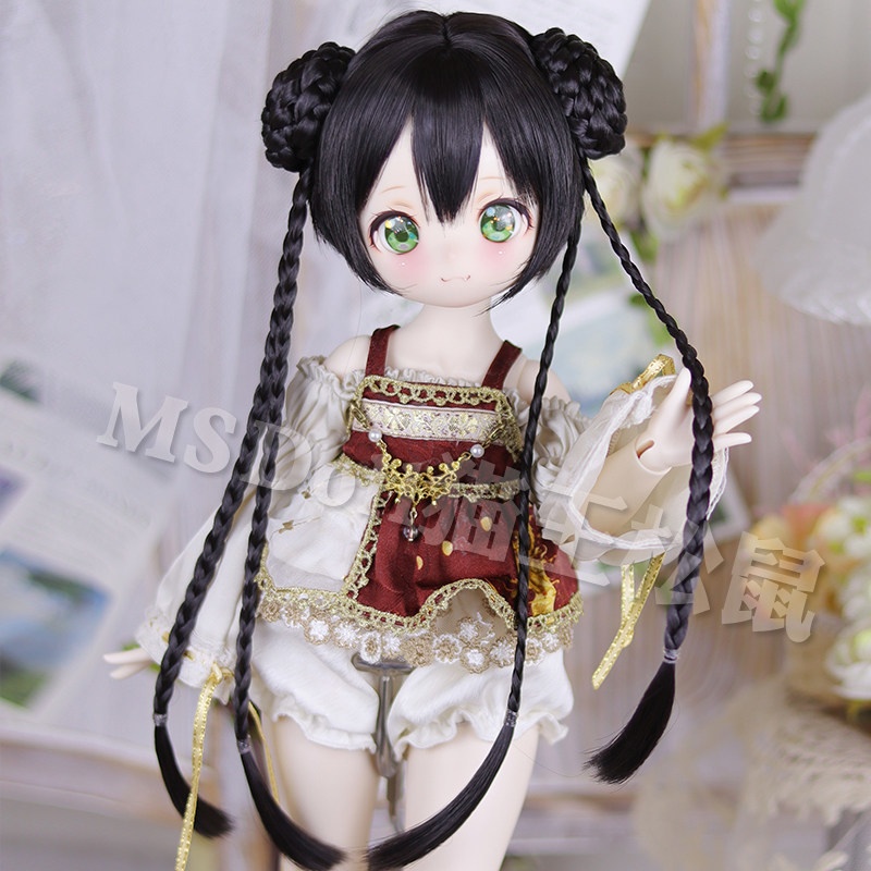 1/3 1/4 お団子ツイン ドール用ウィッグ 耐熱