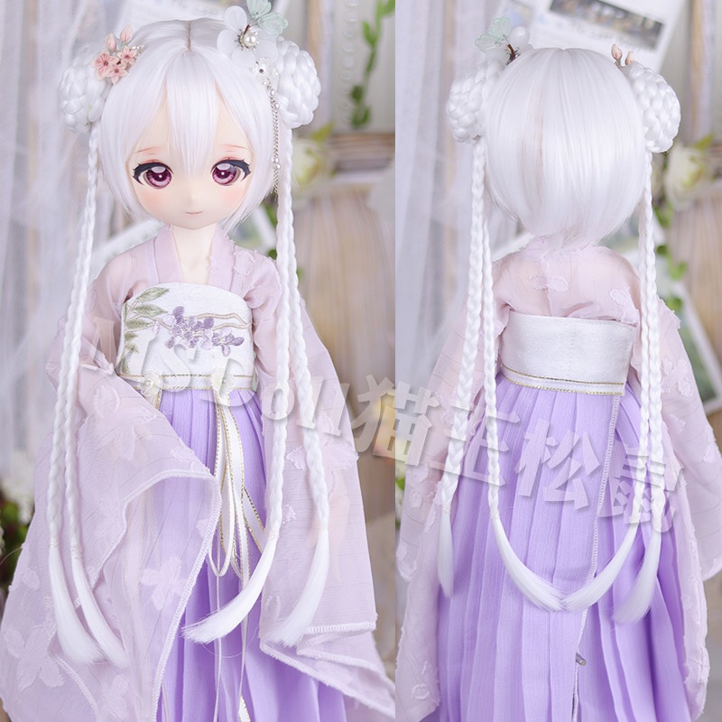 1/3 1/4 お団子ツイン ドール用ウィッグ 耐熱