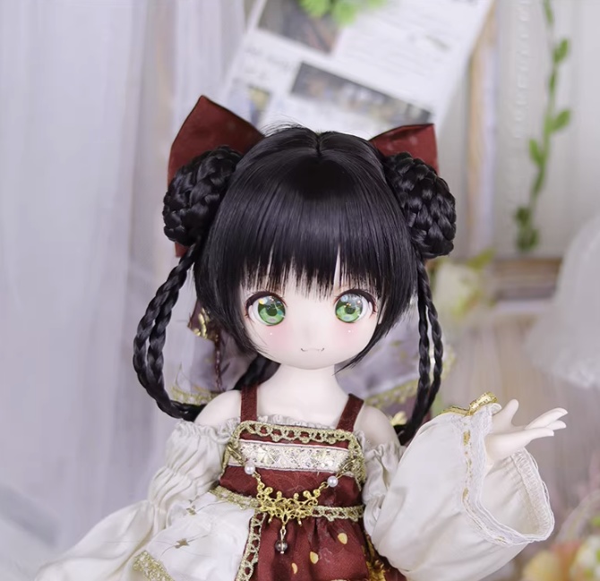 1/3 1/4 お団子ツイン ドール用ウィッグ 耐熱