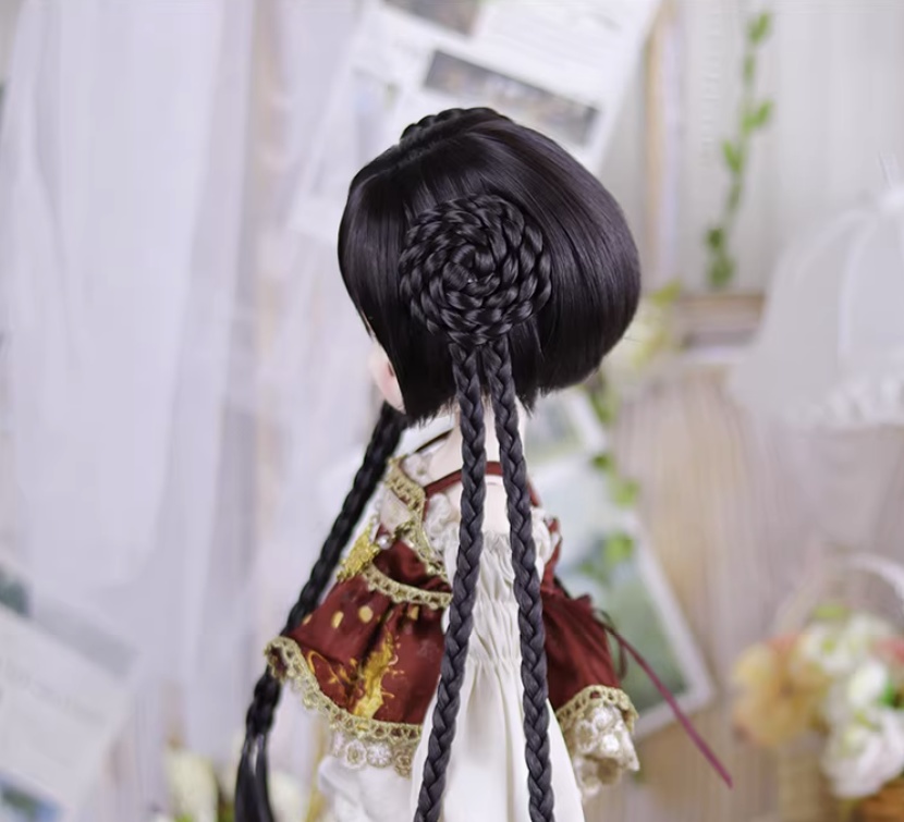 1/3 1/4 お団子ツイン ドール用ウィッグ 耐熱