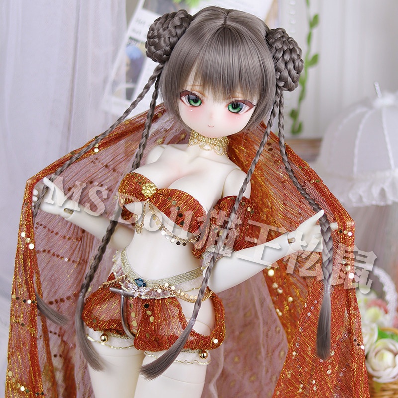 1/3 1/4 お団子ツイン ドール用ウィッグ 耐熱