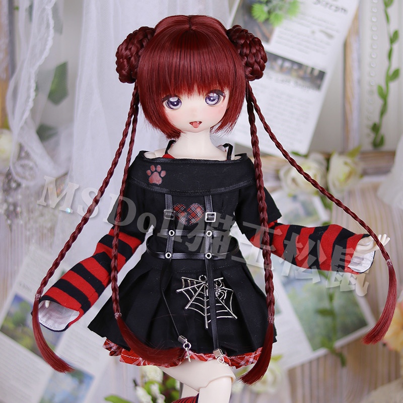 1/3 1/4 お団子ツイン ドール用ウィッグ 耐熱