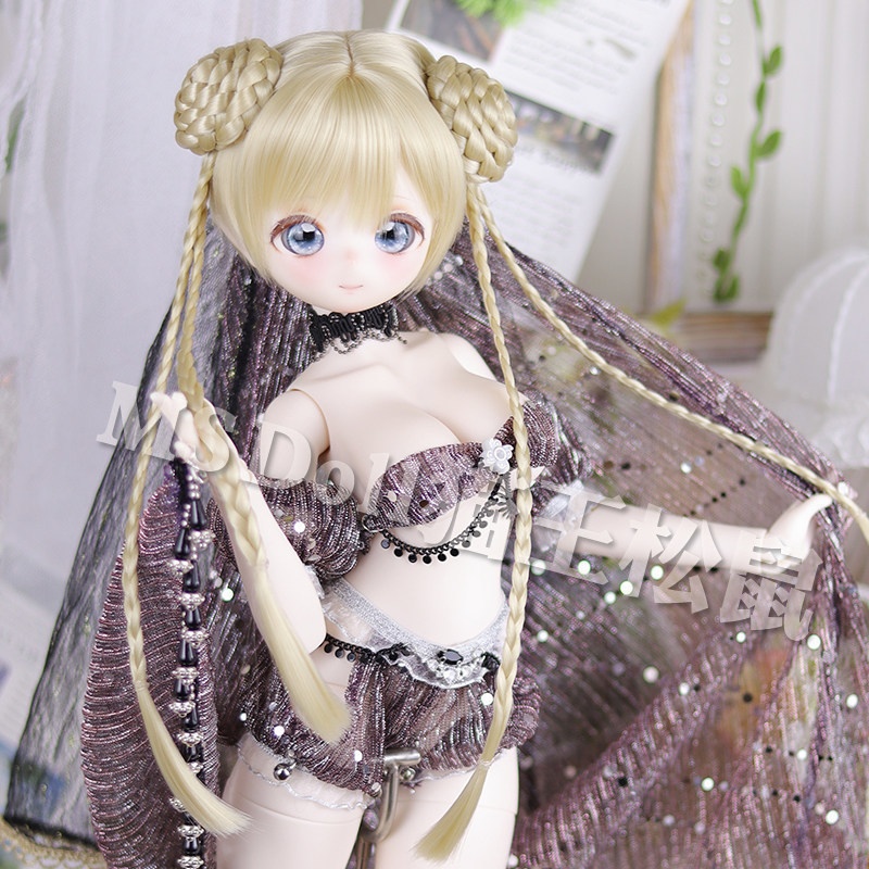 1/3 1/4 お団子ツイン ドール用ウィッグ 耐熱