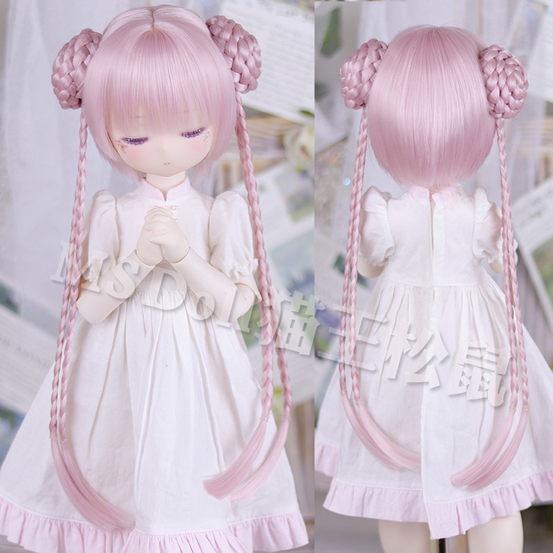 1/3 1/4 お団子ツイン ドール用ウィッグ 耐熱