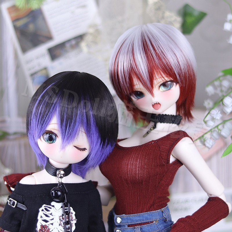 1/3 1/4 ハイライトウルフショート ドール用ウィッグ 耐熱