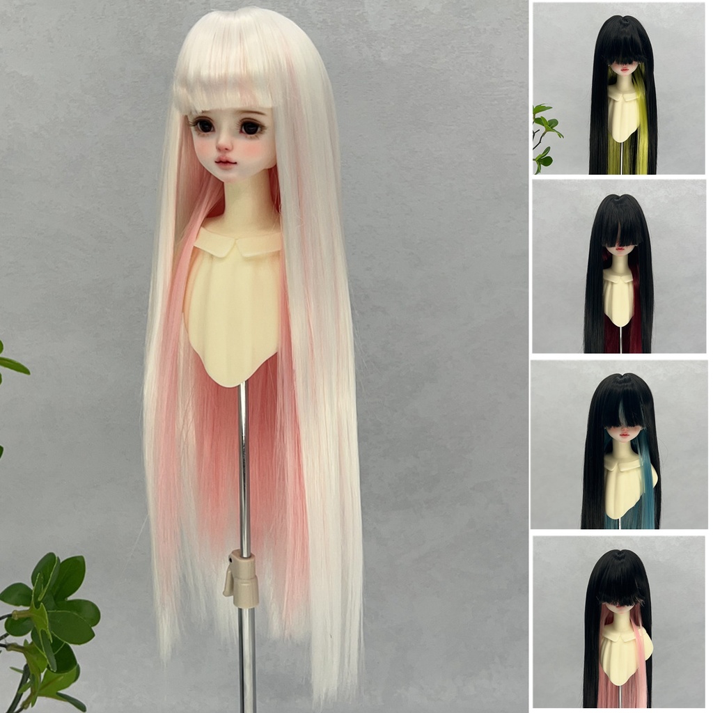 1/4 1/3 1/6 ツートン ぱっつん ロングストレート ドール用ウィッグ 耐熱
