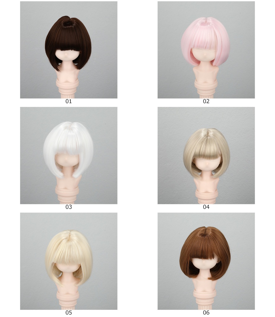1/4 1/3 1/6 ショートボブ ドール用ウィッグ 耐熱 シルク調ファイバー