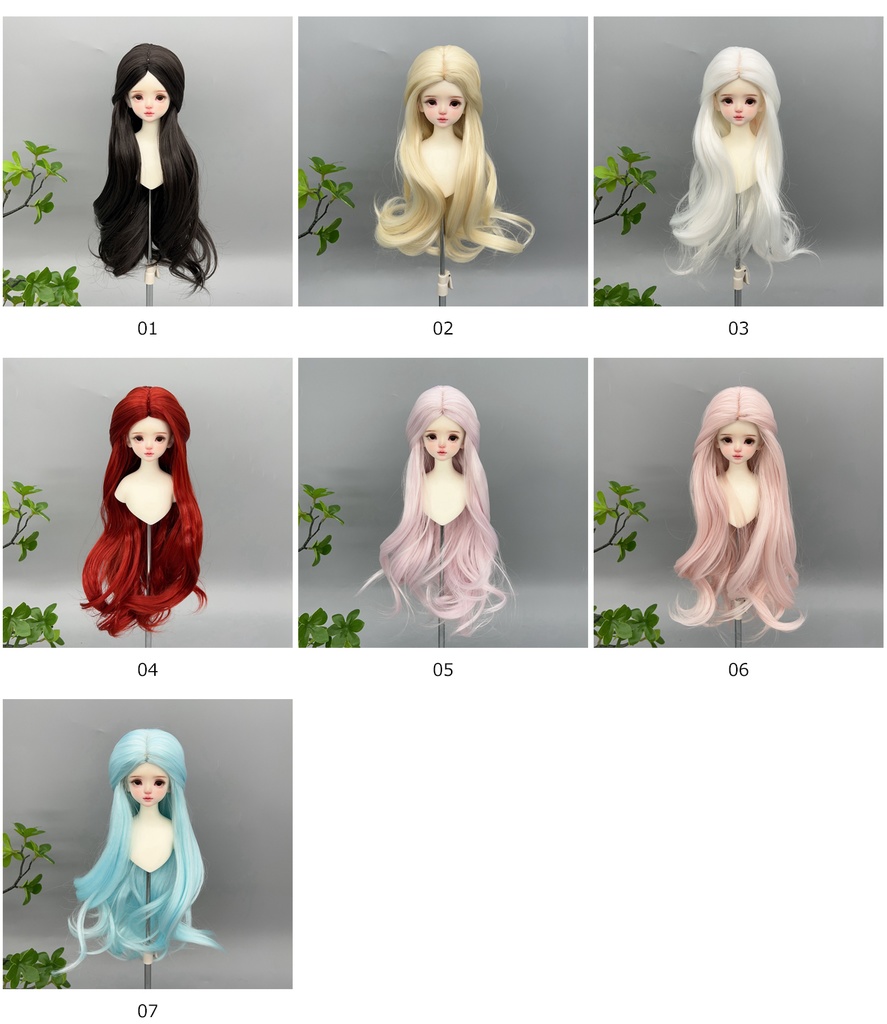 1/4 1/3 1/6 センター分け ゆるウェーブ ドール用ウィッグ 耐熱