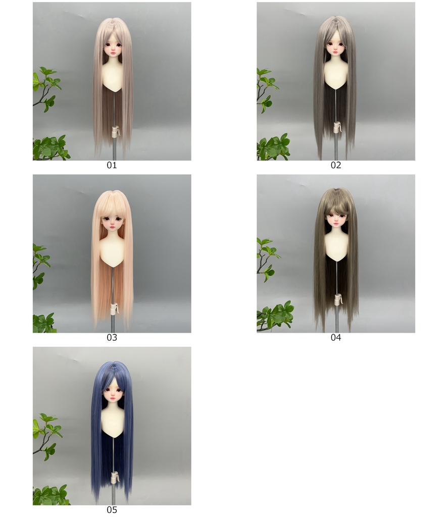 1/4 1/3 1/6 ロングストレート ドール用ウィッグ 耐熱 シルク調ファイバー