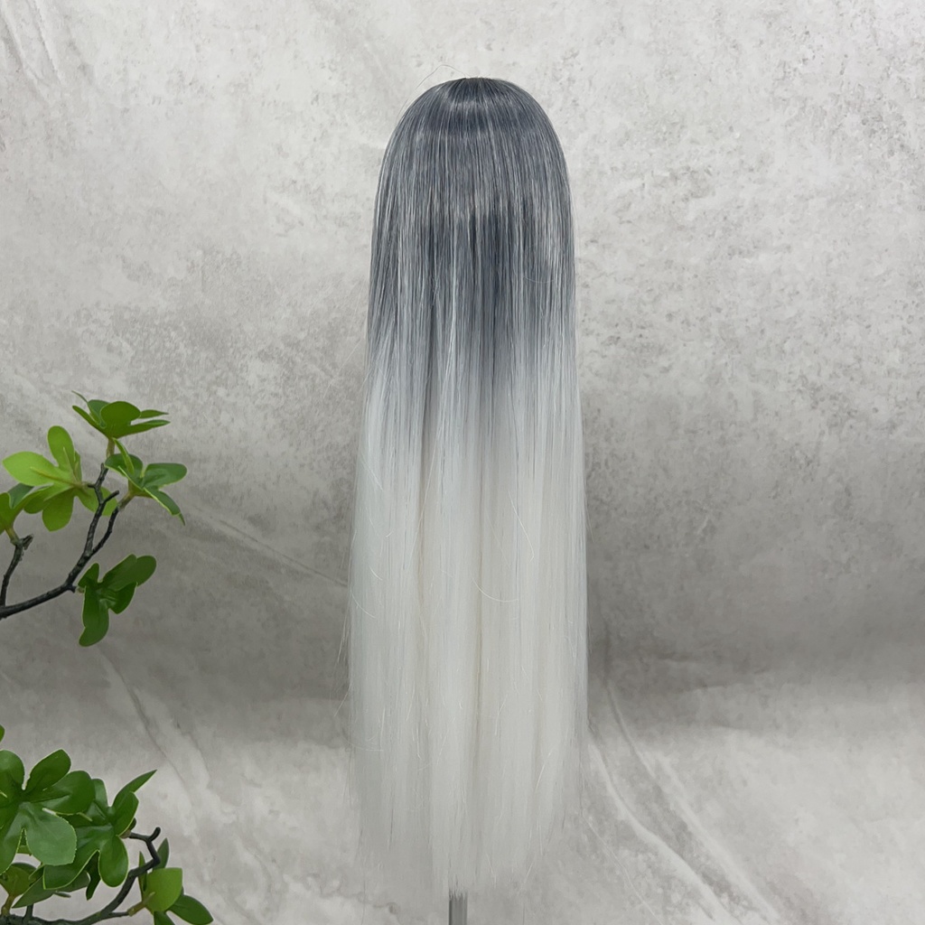 1/4 1/3 1/6 黒白グラデーション ドール用ウィッグ 耐熱 シルク調ファイバー