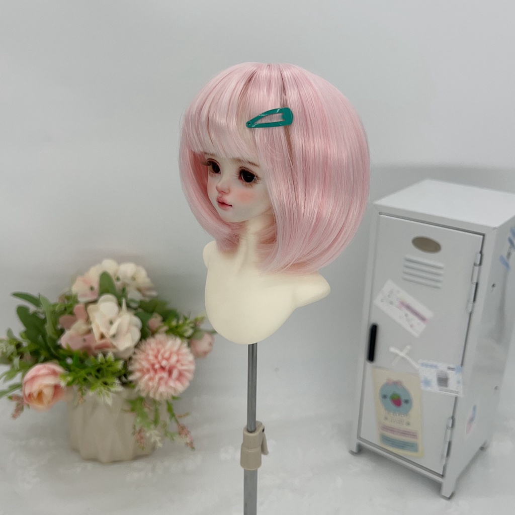 1/4 1/3 1/6 ショートボブ ドール用ウィッグ 耐熱 シルク調ファイバー
