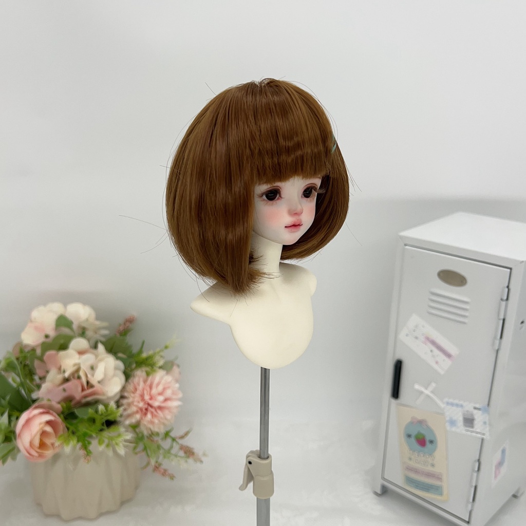 1/4 1/3 1/6 ショートボブ ドール用ウィッグ 耐熱 シルク調ファイバー