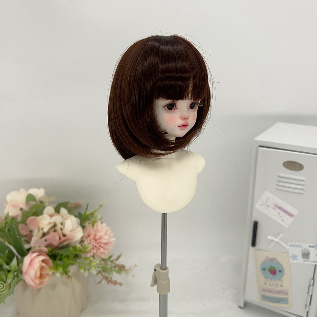 1/4 1/3 1/6 ショートボブ ドール用ウィッグ 耐熱 シルク調ファイバー