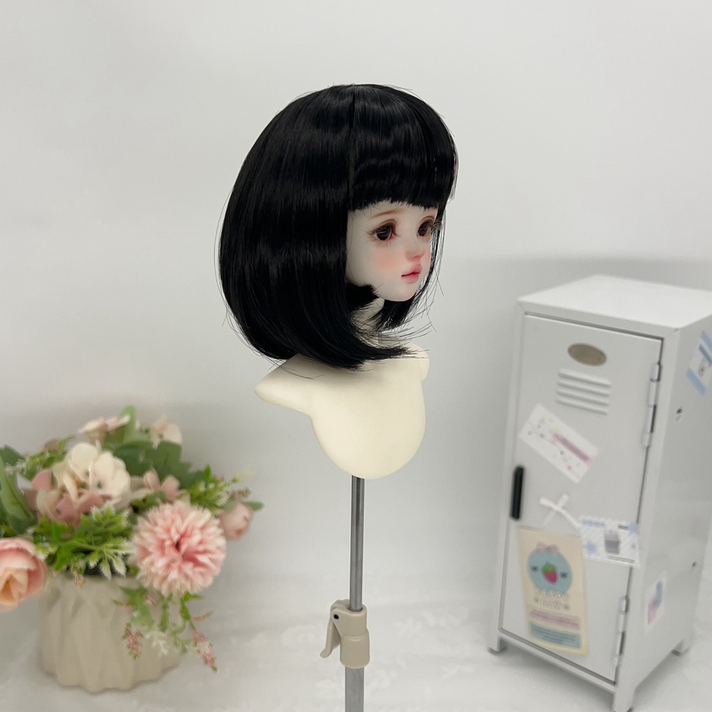 1/4 1/3 1/6 ショートボブ ドール用ウィッグ 耐熱 シルク調ファイバー