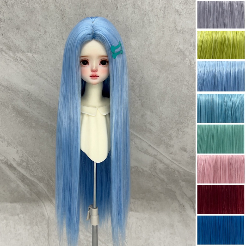 1/4 1/3 1/6 センター分けストレート ドール用ウィッグ 耐熱 シルク調ファイバー