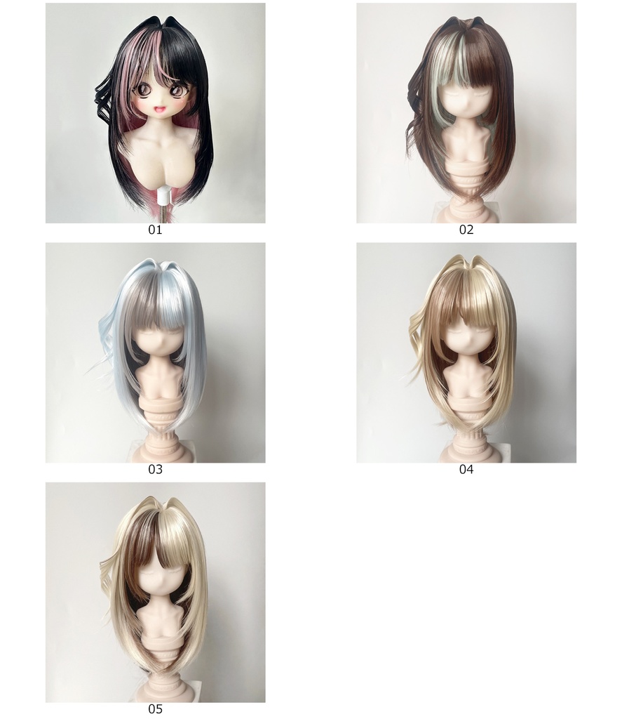 1/4 1/3 メッシュ ウィッグ 完成スタイル・スタイリング済み ドール用ウィッグ 耐熱 シルク調ファイバー