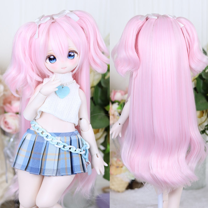 7色 1/3 ゆるふわロングツイン ドール用ウィッグ 耐熱 頭囲22-23cm