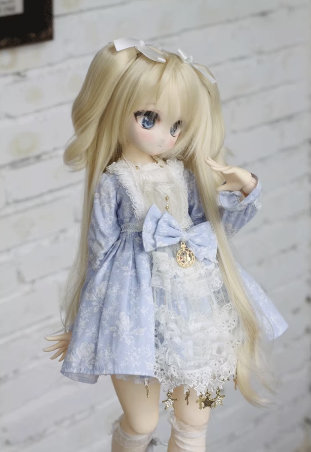 7色 1/3 ゆるふわロングツイン ドール用ウィッグ 耐熱 頭囲22-23cm