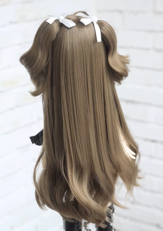 7色 1/3 ゆるふわロングツイン ドール用ウィッグ 耐熱 頭囲22-23cm