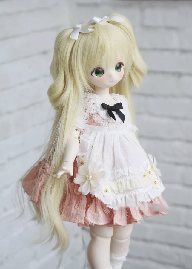 7色 1/3 ゆるふわロングツイン ドール用ウィッグ 耐熱 頭囲22-23cm