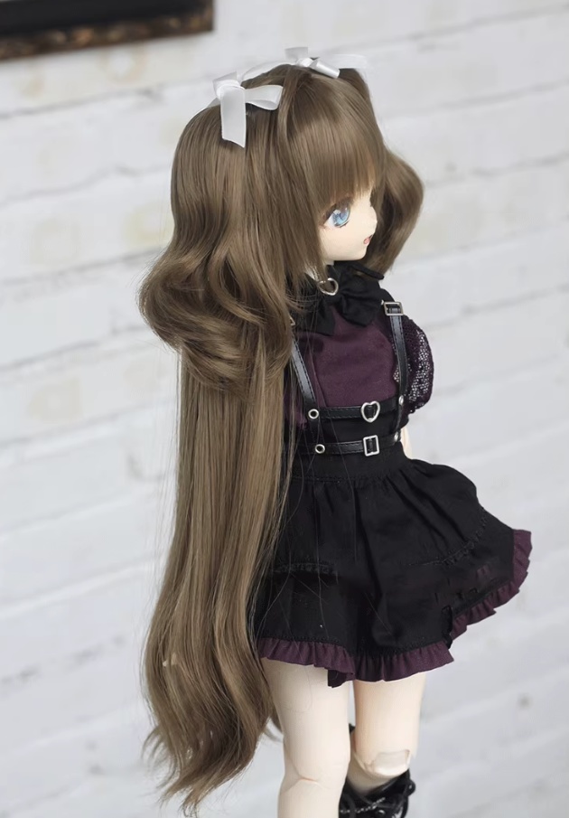 7色 1/3 ゆるふわロングツイン ドール用ウィッグ 耐熱 頭囲22-23cm