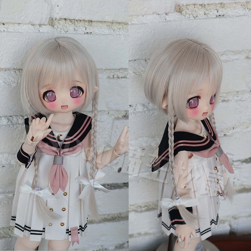1/3 三つ編ショートボブ ドール用ウィッグ 耐熱 頭囲22-23cm