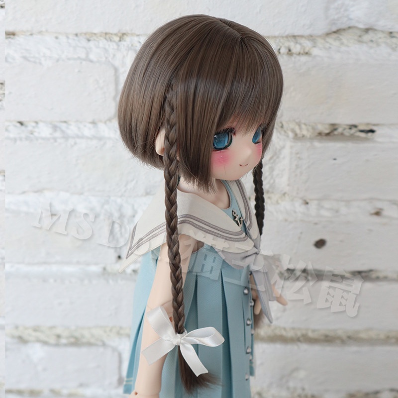 1/3 三つ編ショートボブ ドール用ウィッグ 耐熱 頭囲22-23cm