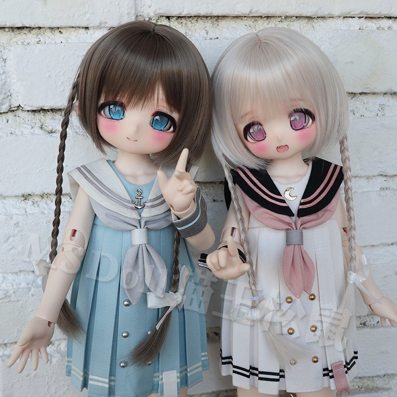 1/3　三つ編ショートボブ　ドール用ウィッグ　耐熱　頭囲22-23cm