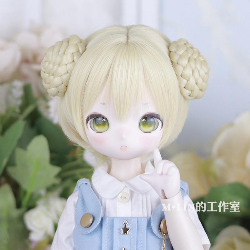 1/3 1/4 お団子ショート ドール用ウィッグ 耐熱