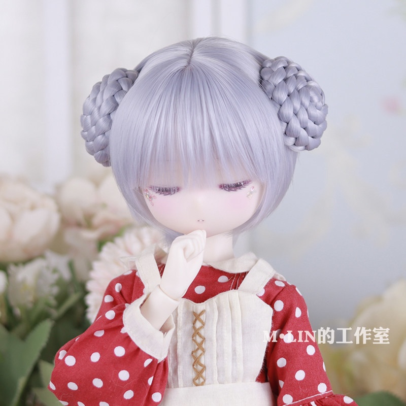 1/3 1/4 お団子ショート ドール用ウィッグ 耐熱