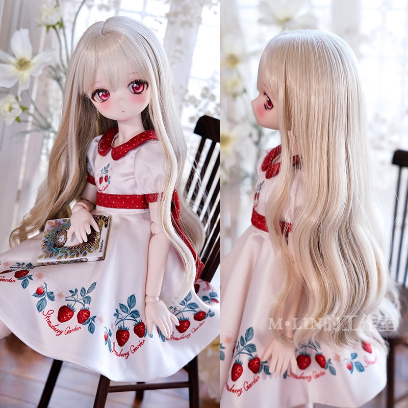 1/3 1/4 メッシュ薄前髪ロングカール ドール用ウィッグ 耐熱
