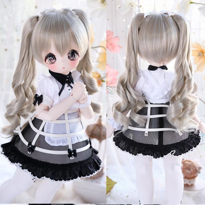1/4 1/3 1/6 ウェーブツインテール ドール用ウィッグ 耐熱 シルク調ファイバー