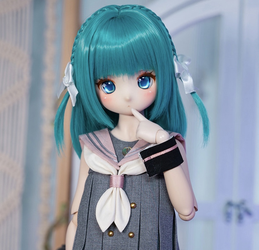 1/3　ターコイズ ショートロブ　ドール用ウィッグ　耐熱　