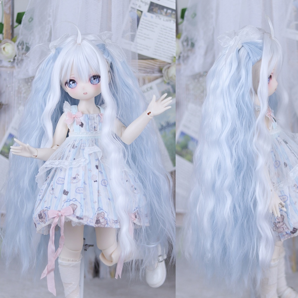 1/3 コットンキャンディ ロングツインテール ドール用ウィッグ 耐熱