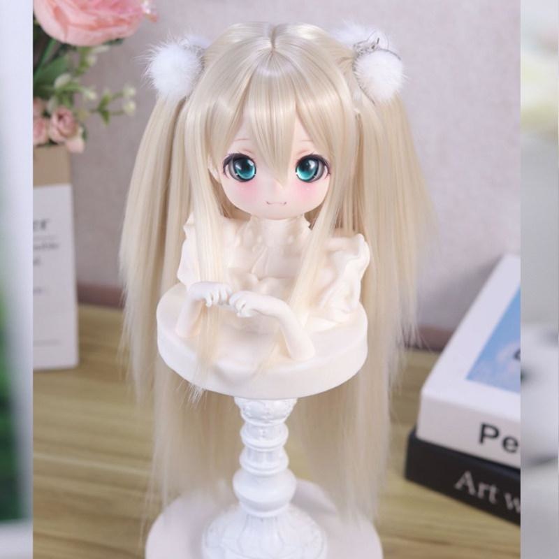 1/3　団子ロングウェーブ　ドール用ウィッグ　耐熱 【頭囲22-23cm】