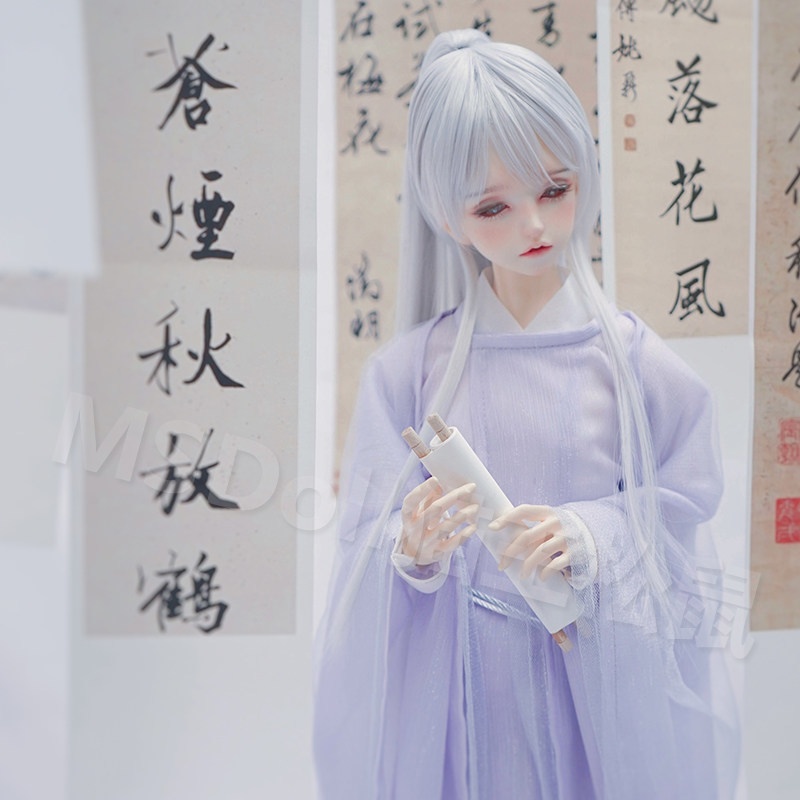 1/3　1/4　1/6　月白 ロングポニー　ドール用ウィッグ　耐熱