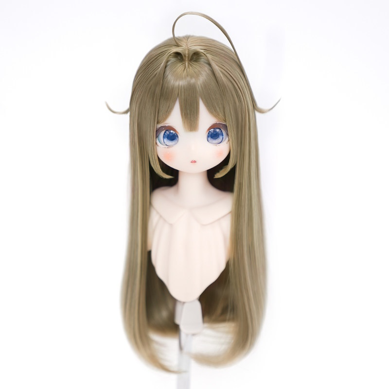 1/4　アホ毛ロングストレート　ドール用ウィッグ　耐熱　【頭囲17.5-19.5cm】　1/4ドール用ウィッグ