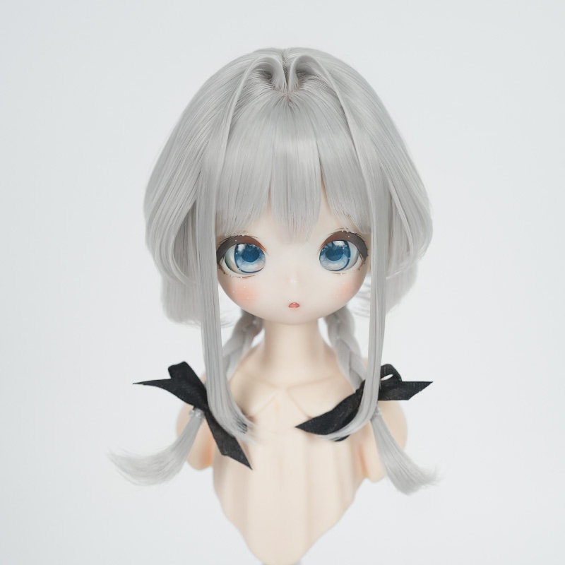 1/4 編み込み ハーフアップボブ ドール用ウィッグ 耐熱 【頭囲17.5-19.5cm】 1/4ドール用ウィッグ