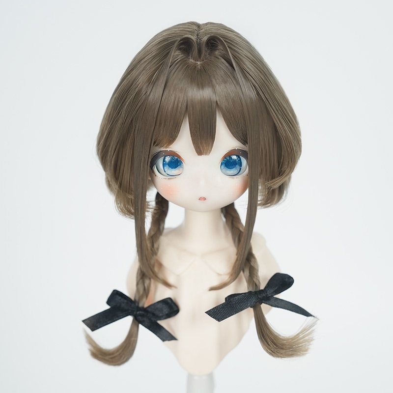 1/4 編み込み ハーフアップボブ ドール用ウィッグ 耐熱 【頭囲17.5-19.5cm】 1/4ドール用ウィッグ