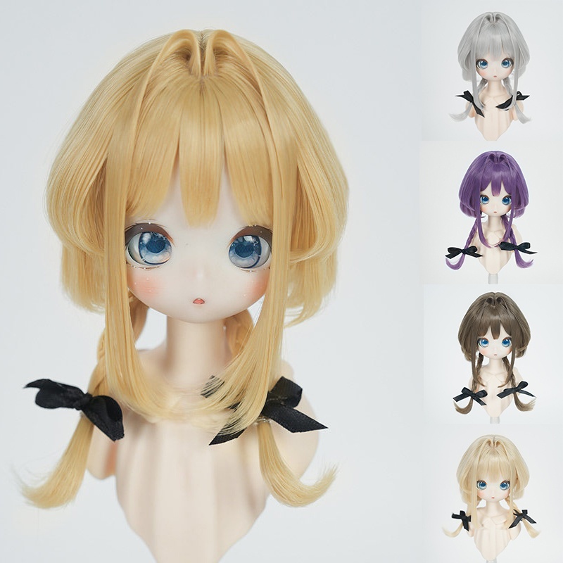 1/4 編み込み ハーフアップボブ ドール用ウィッグ 耐熱 【頭囲17.5-19.5cm】 1/4ドール用ウィッグ