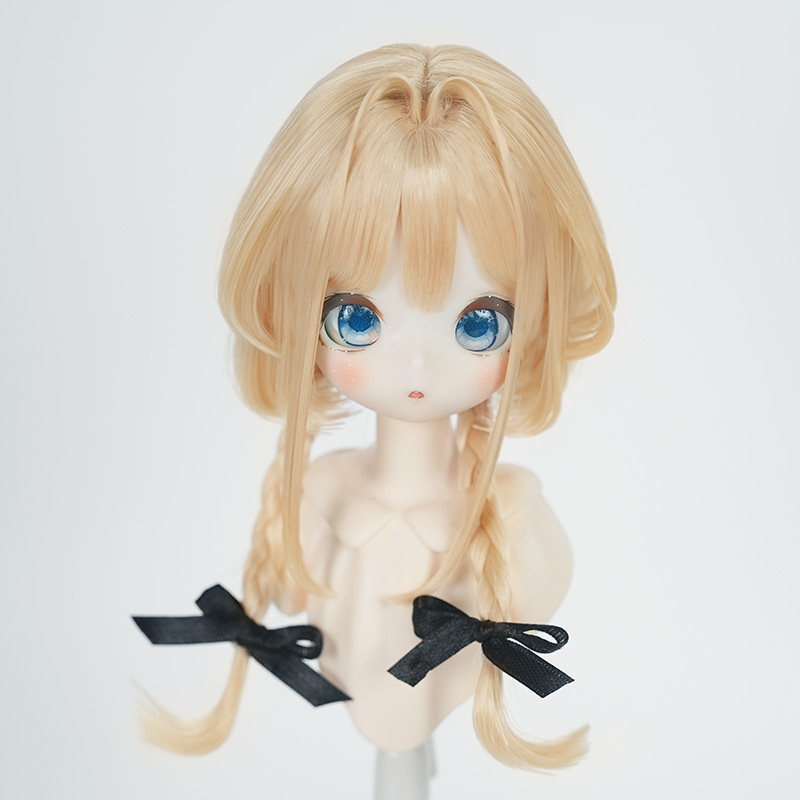 1/4 編み込み ハーフアップボブ ドール用ウィッグ 耐熱 【頭囲17.5-19.5cm】 1/4ドール用ウィッグ
