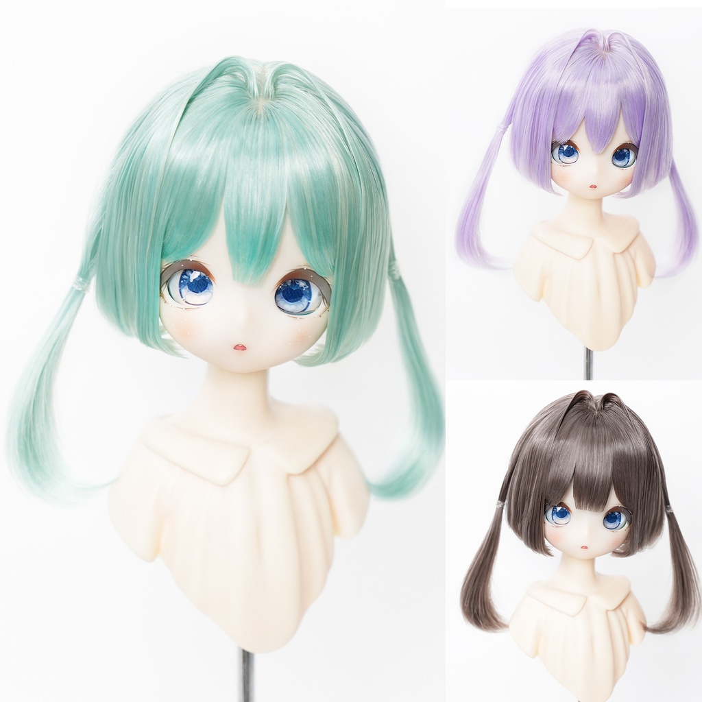 1/4　ミニおさげボブ　ドール用ウィッグ　耐熱　【頭囲17.5-19.5cm】　1/4ドール用ウィッグ