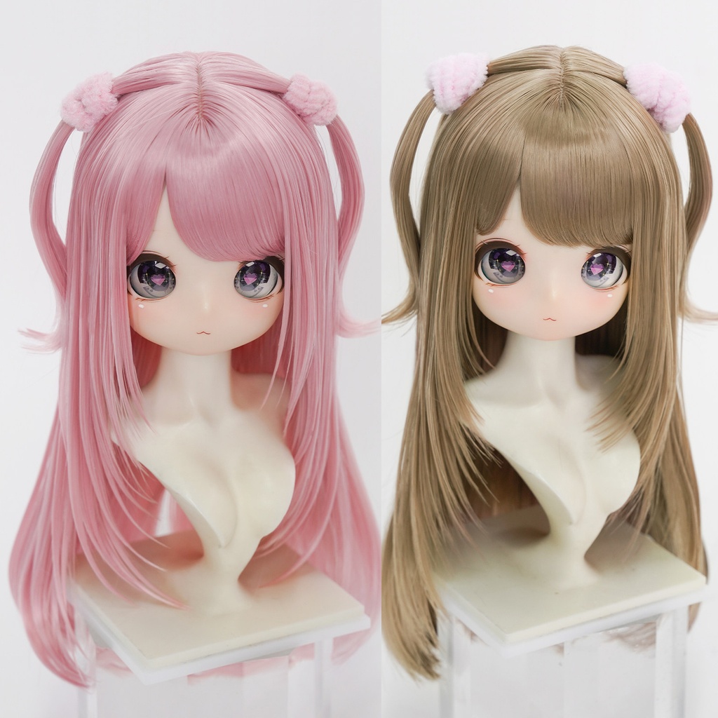 1/3　垂れ耳うさぎ風ツインテールロング　ドール用ウィッグ　耐熱　【頭囲22-24cm】　1/3ドール用ウィッグ