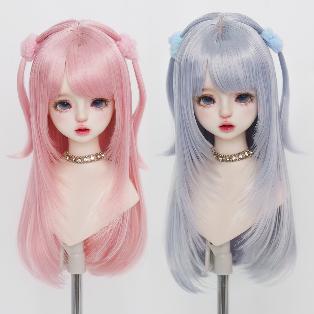 1/4　垂れ耳うさぎ風ツインテールロング　ドール用ウィッグ　耐熱　【頭囲17.5-19.5cm】　1/4ドール用ウィッグ